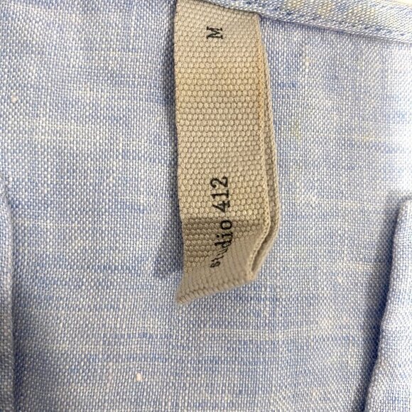 Studio 41 Light Blue Linen Tunic Top With Pockets & Pleated Front Detail Size M - Picture 5 of 9